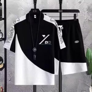 Men's Tracksuit Short Sleeves Male T-shirt +Shorts Set