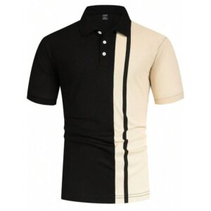 Men's Black Multi-Color Polo Shirt