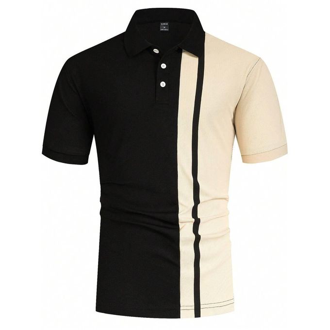 Men's Black Multi-Color Polo Shirt